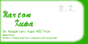 marton kupa business card